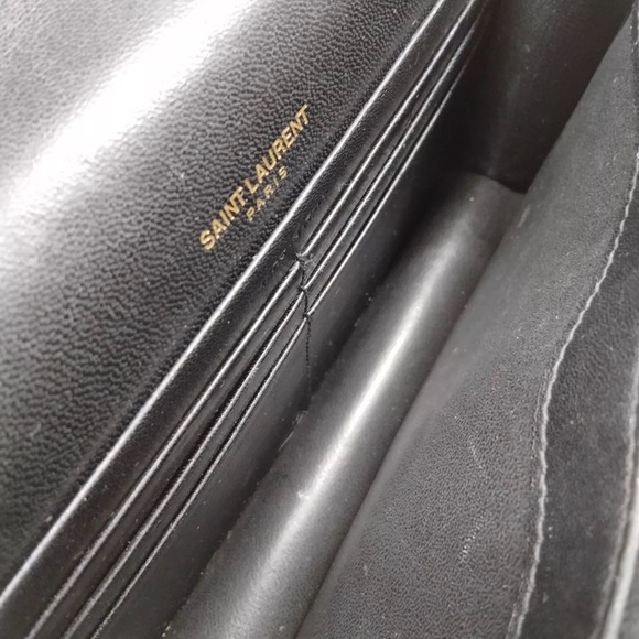 Auth Saint Laurent Ruby Patent Glitter Wallet On Chain Kate Clutch Shoulder Bag - Picture 10 of 10